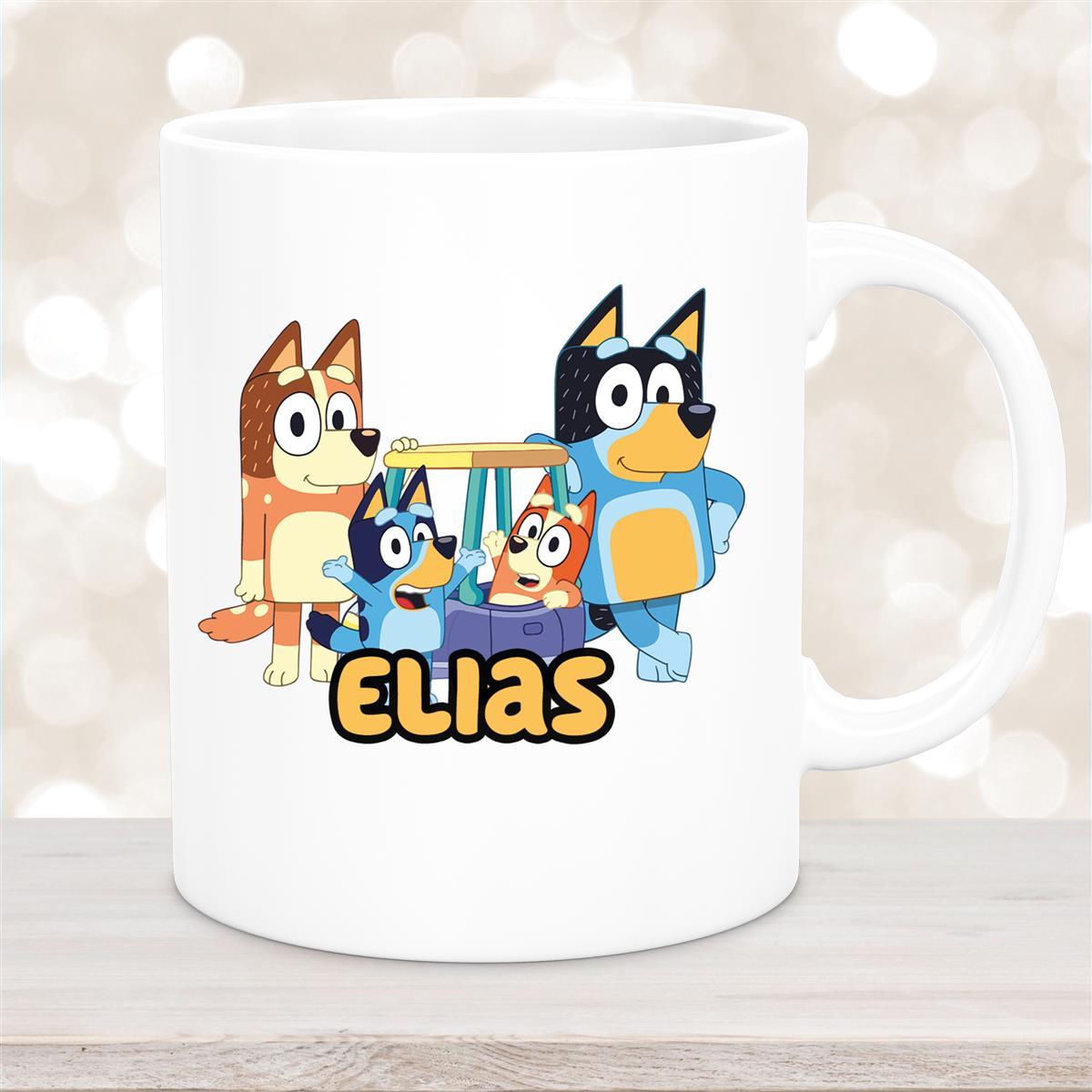 Tasse Bluey #2 Wunschname Keramik Kinderbecher personalisiert Weiß