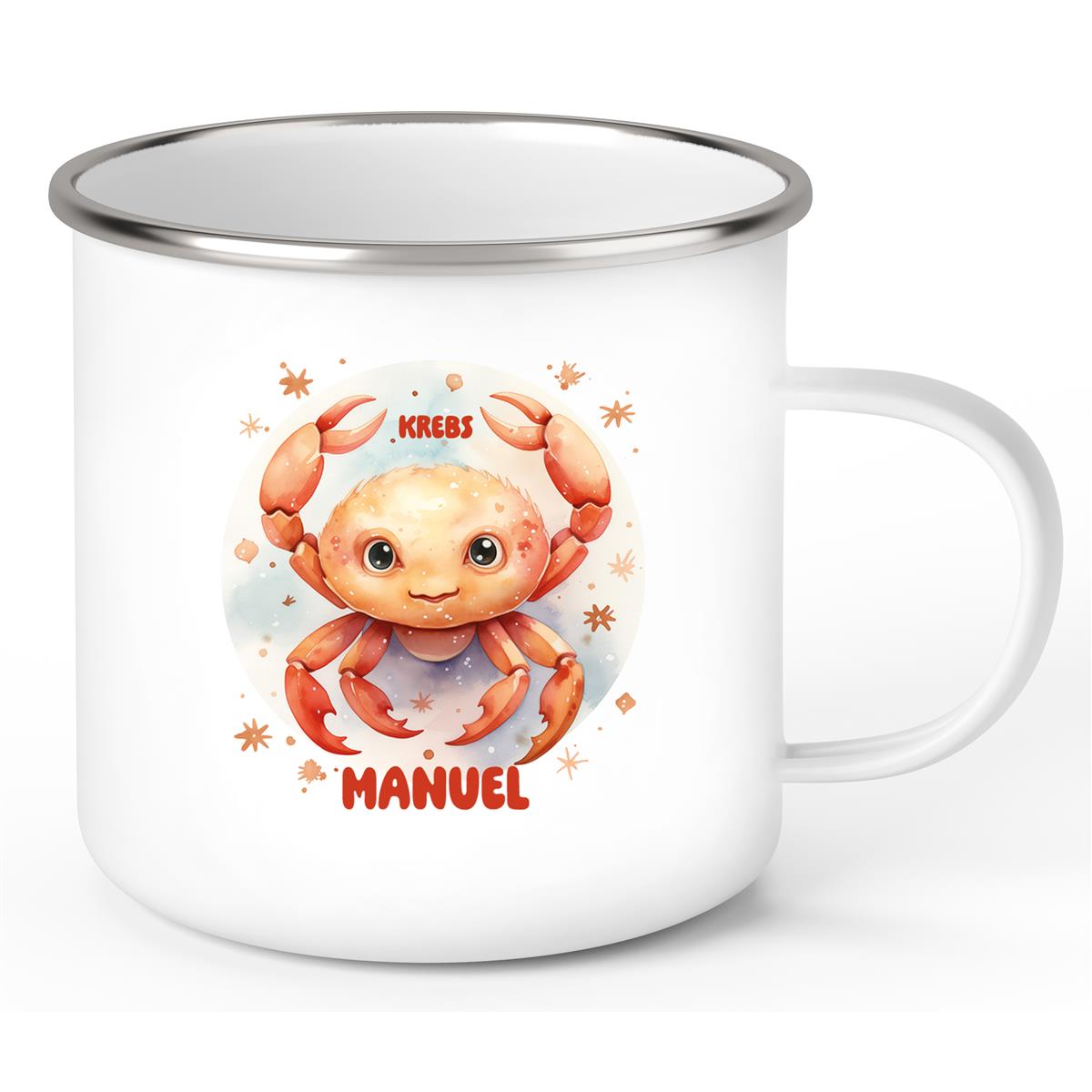 Tasse Sternzeichen Kinder Krebs #1 Wunschname Emaille Kinderbecher personalisiert