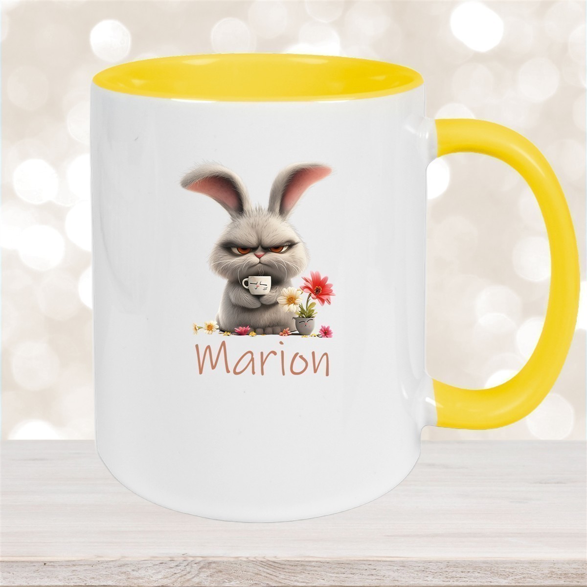 Tasse Ostern Grumpy-Bunny #2 Wunschnamen Keramik personalisiert versch. Farben