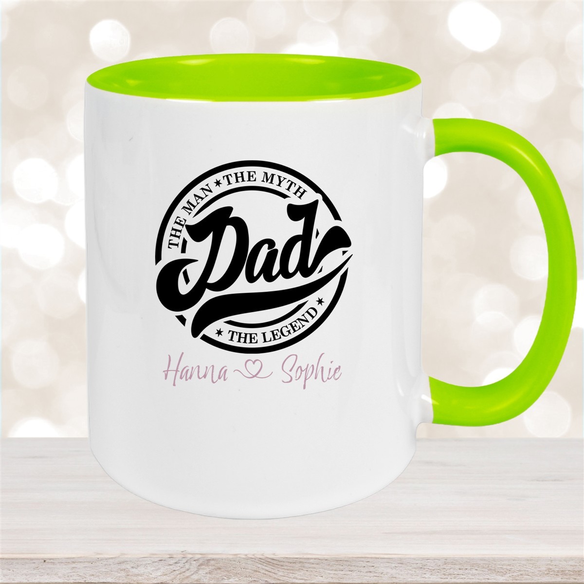 Tasse Vatertag #8 Papa, "The Legend" Wunschnamen Keramik Personalisiert Grün