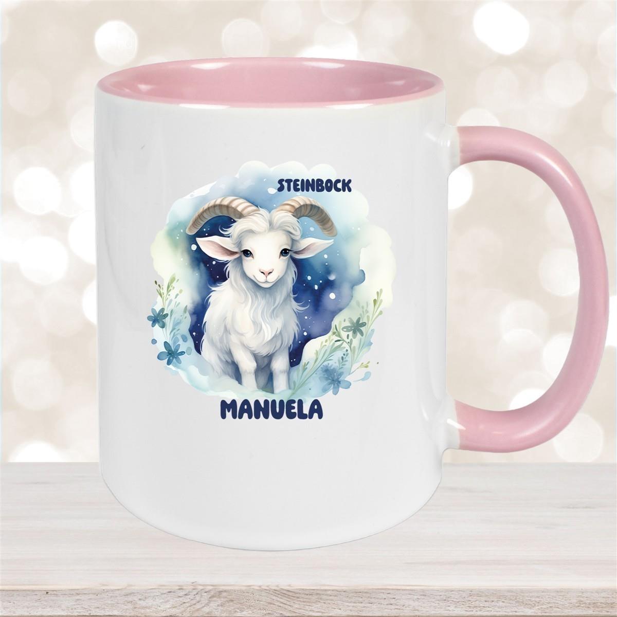 Tasse Sternzeichen Kinder Steinbock 1 Wunschname Keramik Kinderbecher personalisiert versch. Farben