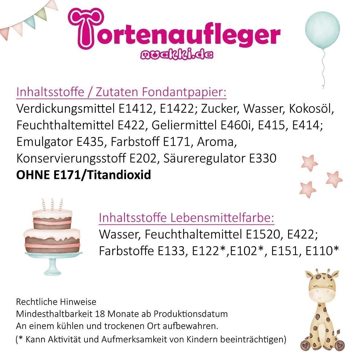 Tortenaufleger Geburtstag Regenbogen 1 Name & Zahl (20cm)