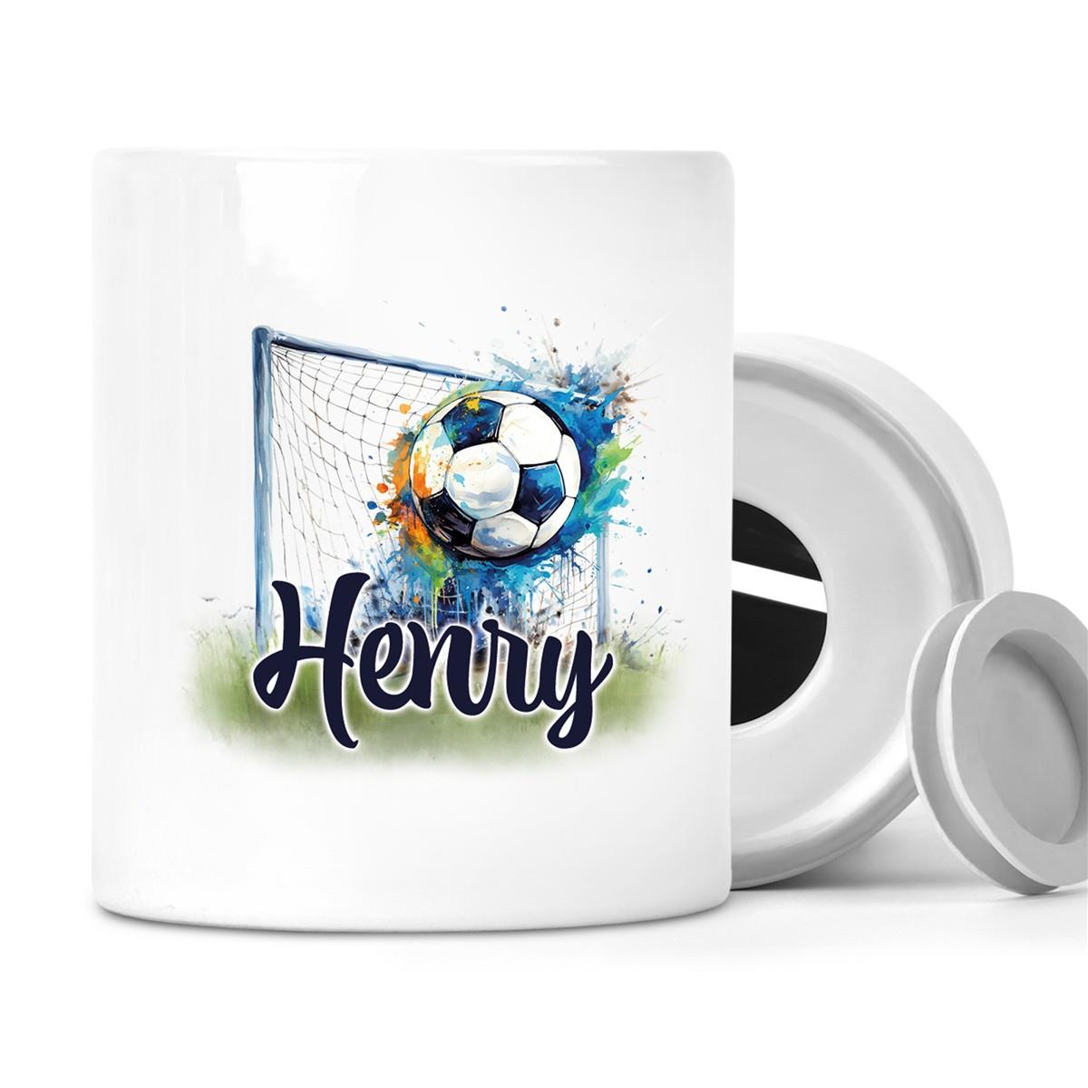 Spardose mit Wunschname Fußball  13 personalisiert