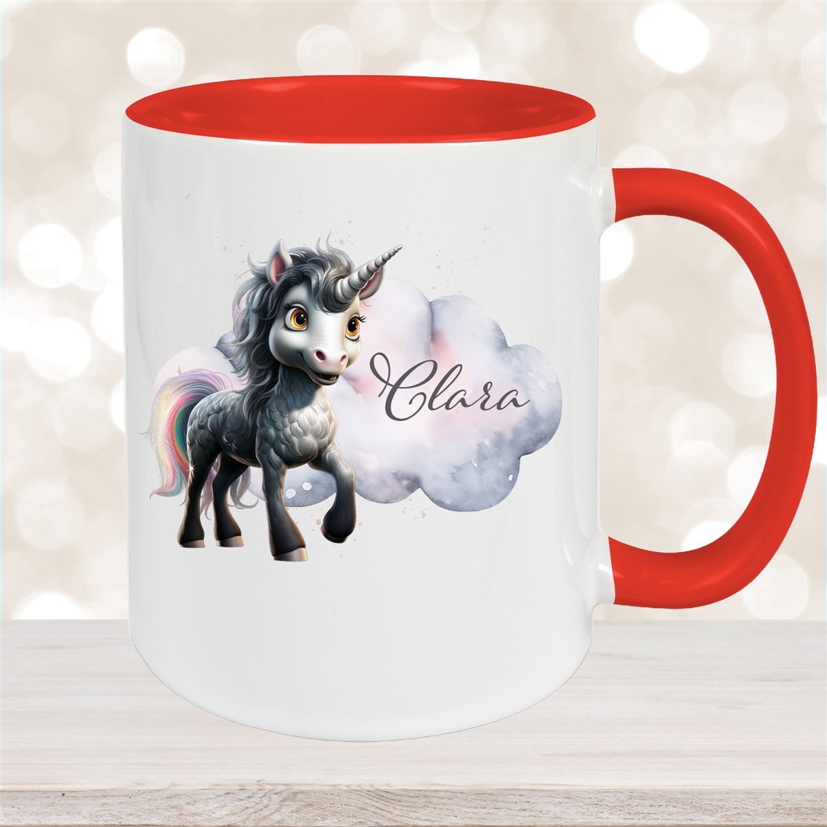 Tasse Einhorn #7 Wunschname Keramik Kinderbecher personalisiert Rot