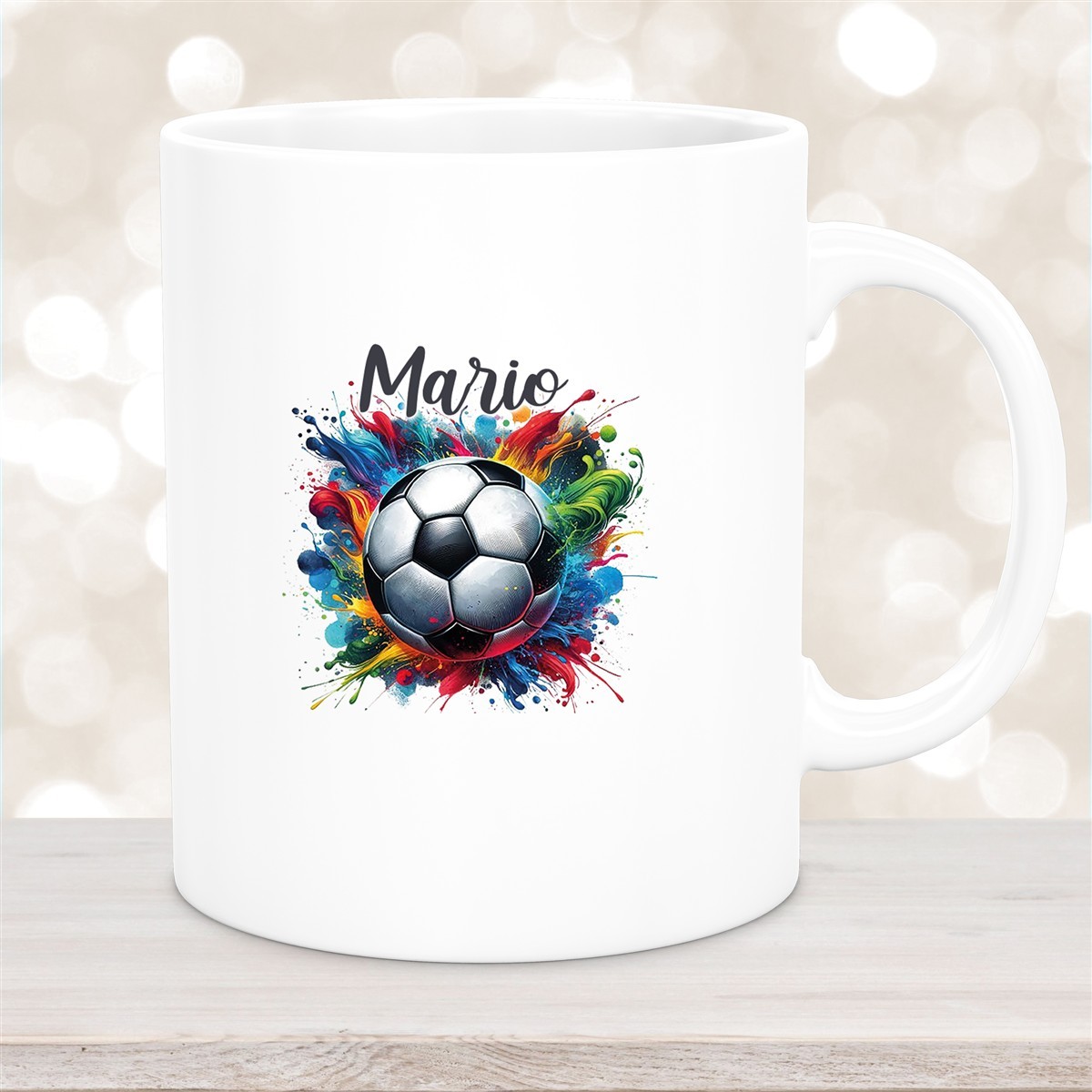 Tasse Wunschname Fußball #12 Personalisiert Keramik Kinderbecher Weiß