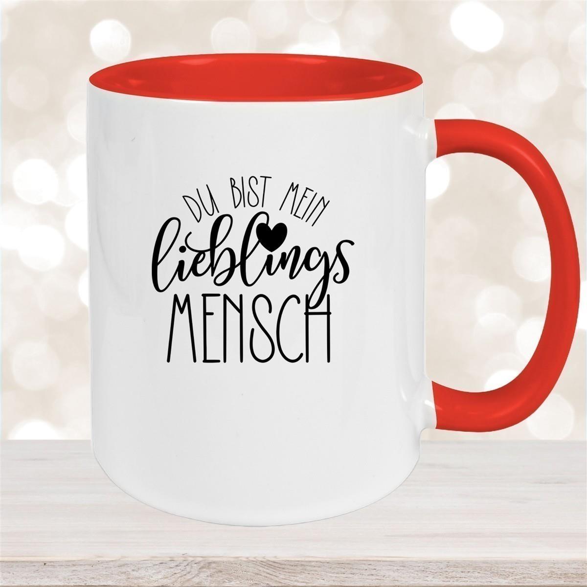 Tasse Spruch "Lieblingsmensch" Valentinstag 19 Keramik versch. Farben