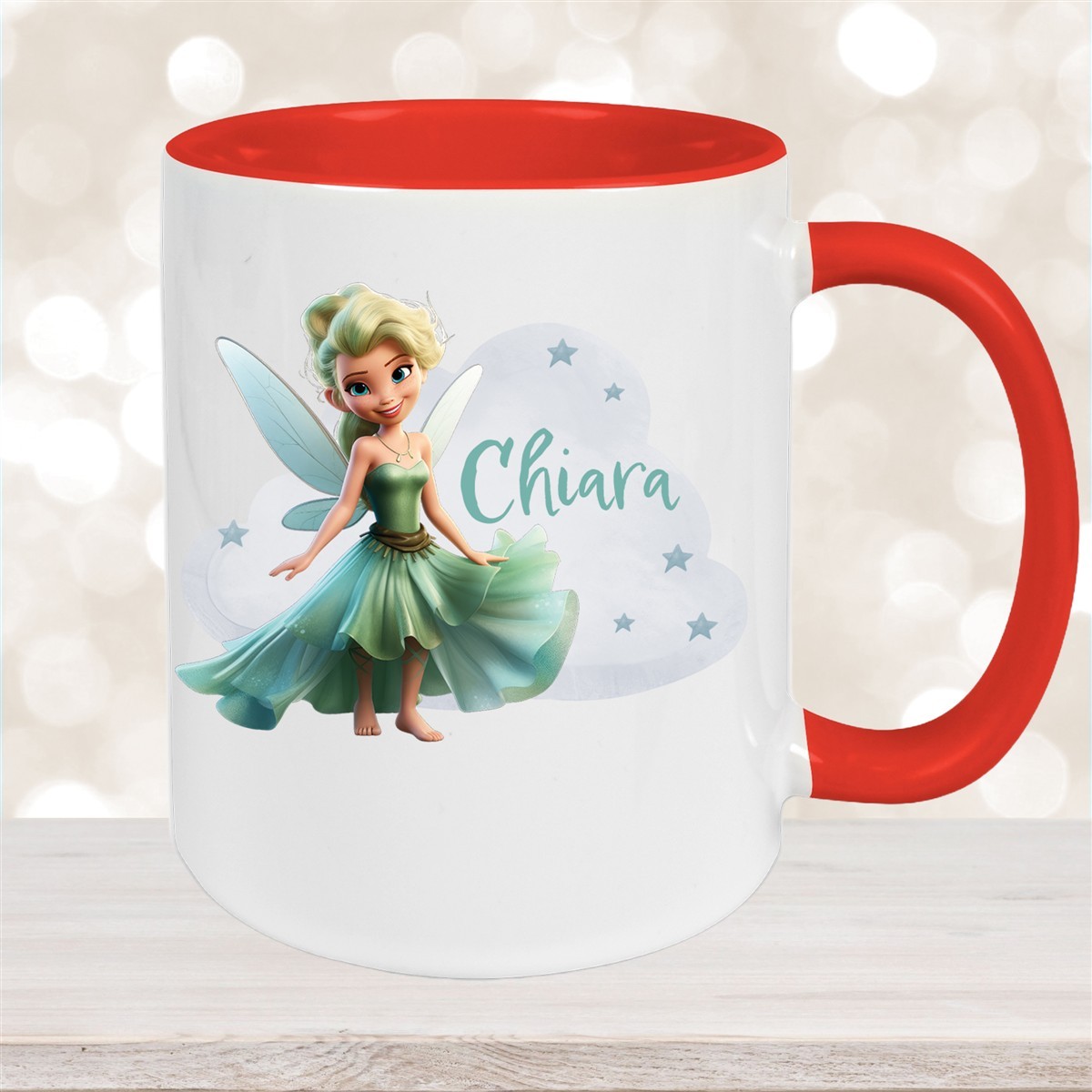 Tasse Fee #5 Wunschname Keramik Kinderbecher personalisiert Rot