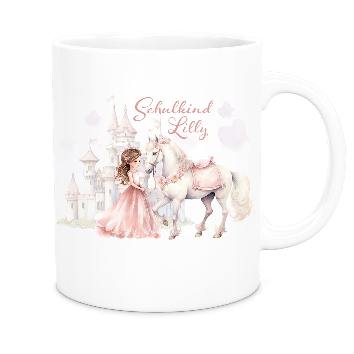Tasse Kinder Prinzessin 1 Wunschname Keramik Kinderbecher personalisiert versch. Farben