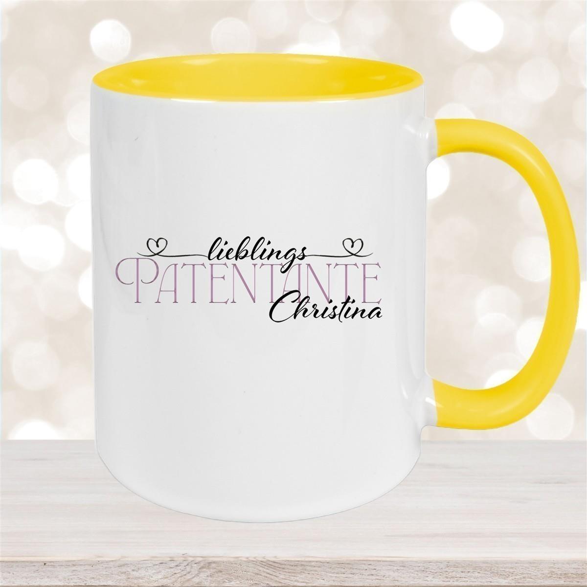 Tasse Wunschname Lieblings-Patentante 1 personalisiert Keramik Becher versch. Farben