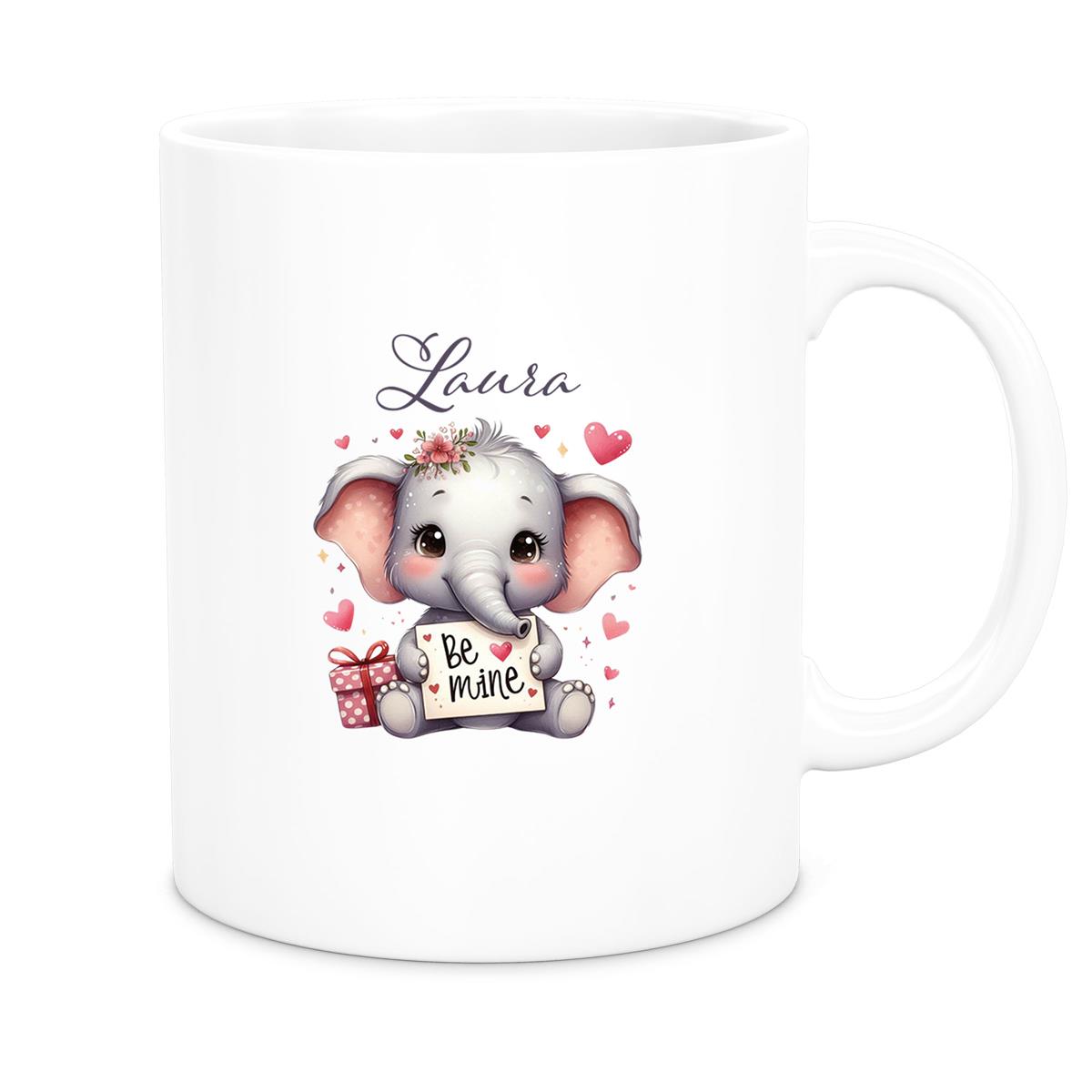 Tasse Liebe - Elefant Valentinstag Wunschnamen Keramik personalisiert versch. Farben