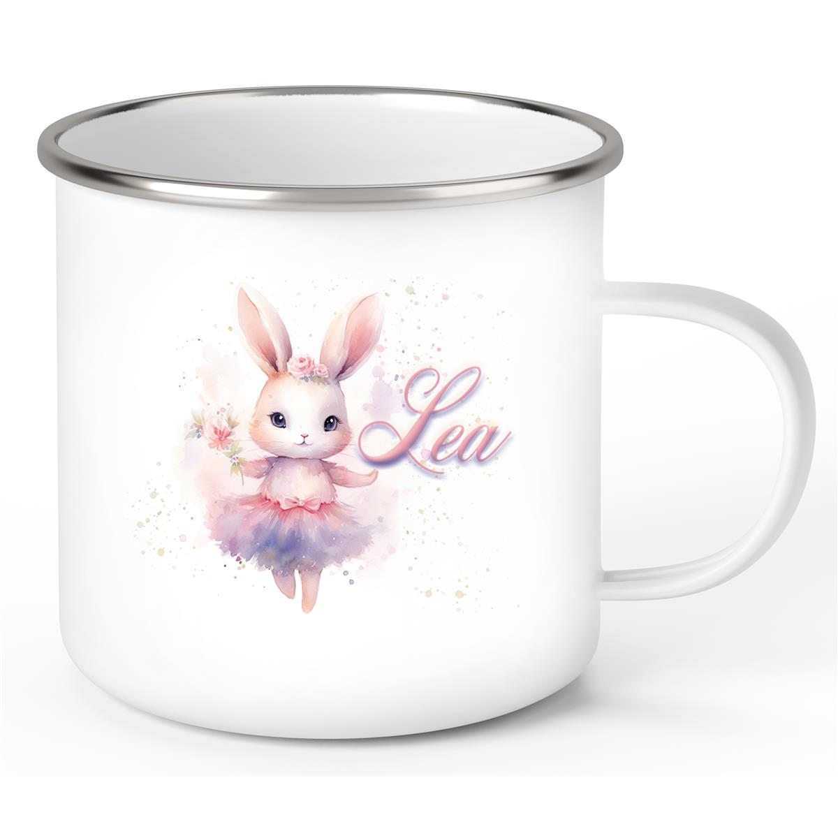 Tasse Ballerina 4 Wunschname Emaille Kinderbecher personalisiert