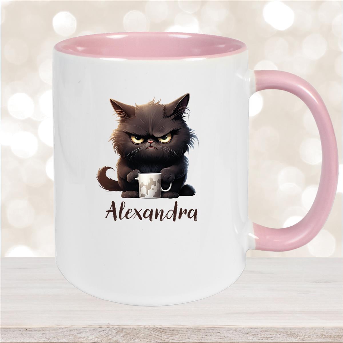 Tasse Katze Grumpy #1 Wunschname Keramik Kinderbecher personalisiert versch. Farben