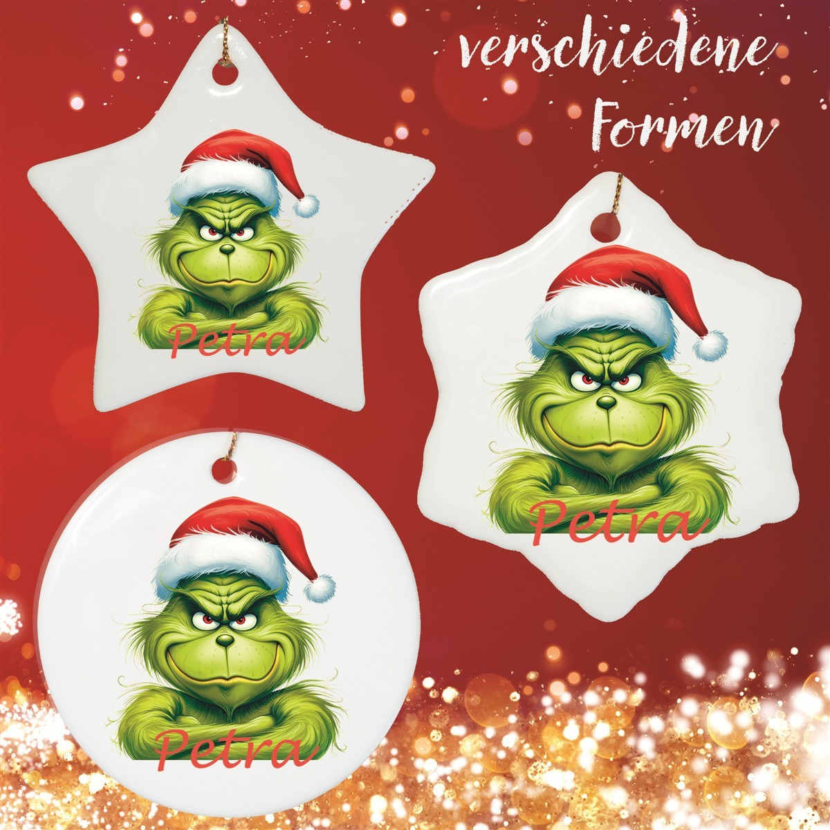 Christbaumanhänger Weihnachten Grinch #2 Ornament Christbaumschmuck versch. Formen Christbaumanhänger Weihnachten Grinch #2 Ornament Christbaumschmuck Rund