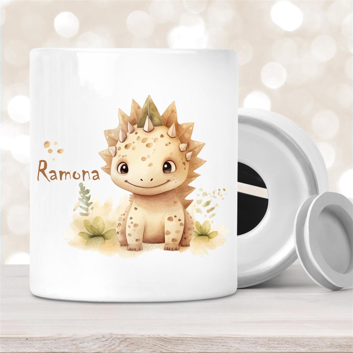 Spardose mit Wunschname Dino #2 personalisiert