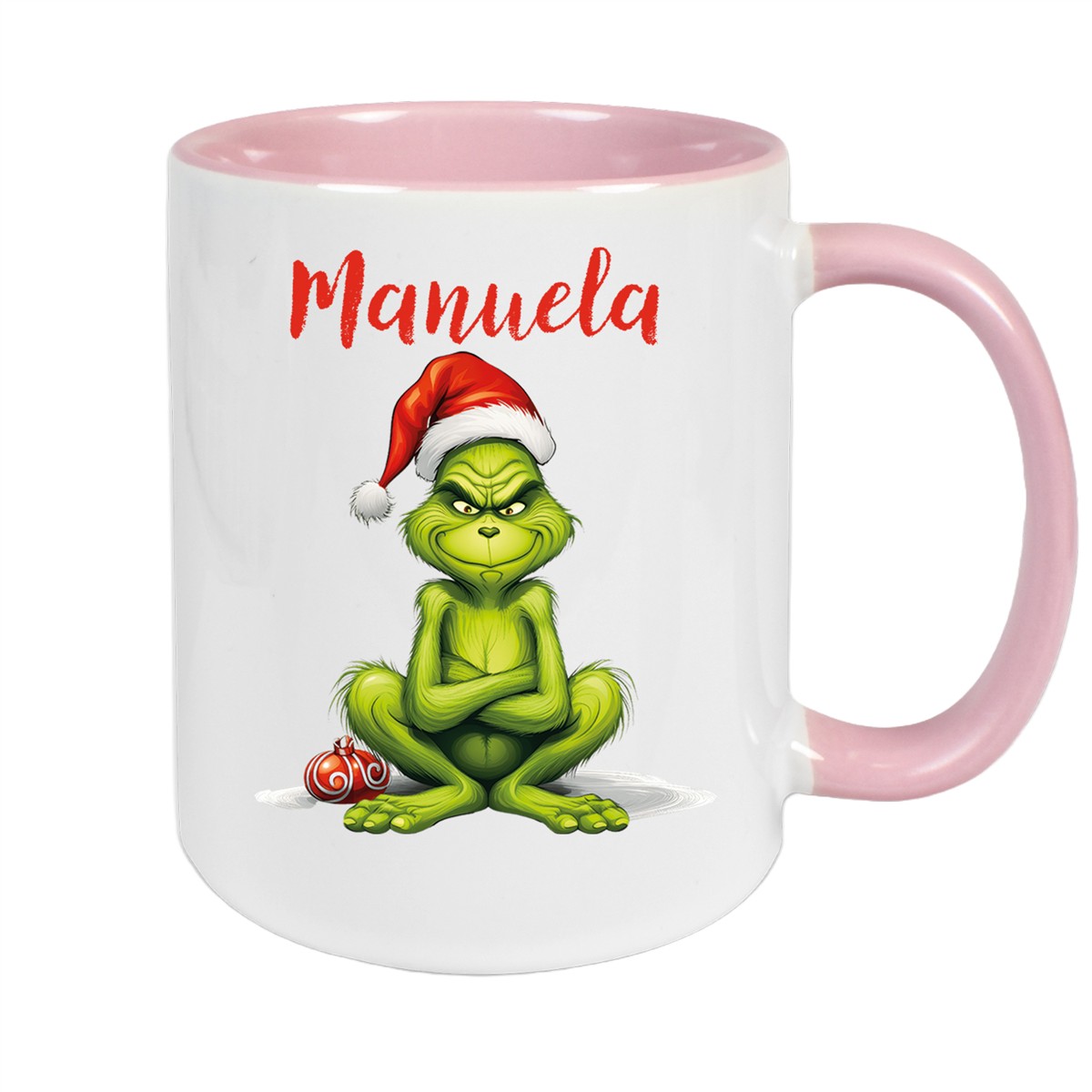 Tasse Wunschname Weihnachten Grinch #4 Keramik Kinderbecher Altrosa