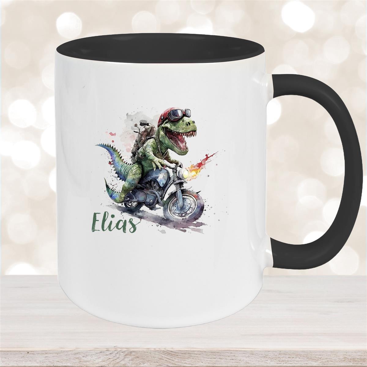 Tasse Dino #5 Wunschname Keramik Kinderbecher Personalisiert versch. Farben