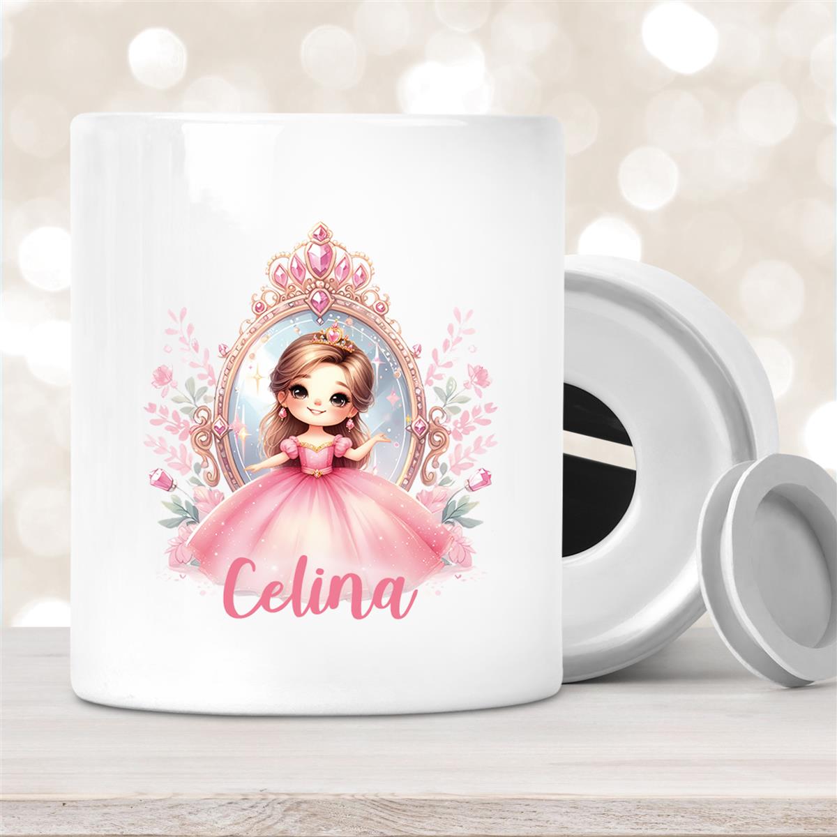 Spardose mit Wunschname Prinzessin #2 personalisiert
