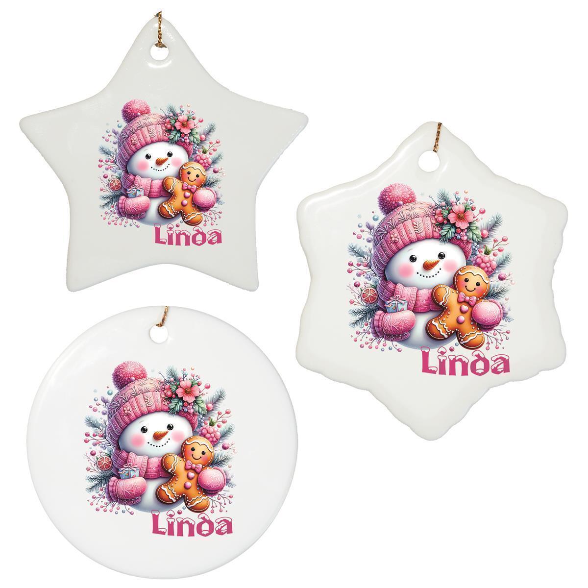 Weihnachtsanhänger personalisiert Schneemann 2 Name Motiv Anhänger Keramik, Weihnachtsschmuck, Weihnachtskugel, Christbaumschmuck versch. Formen