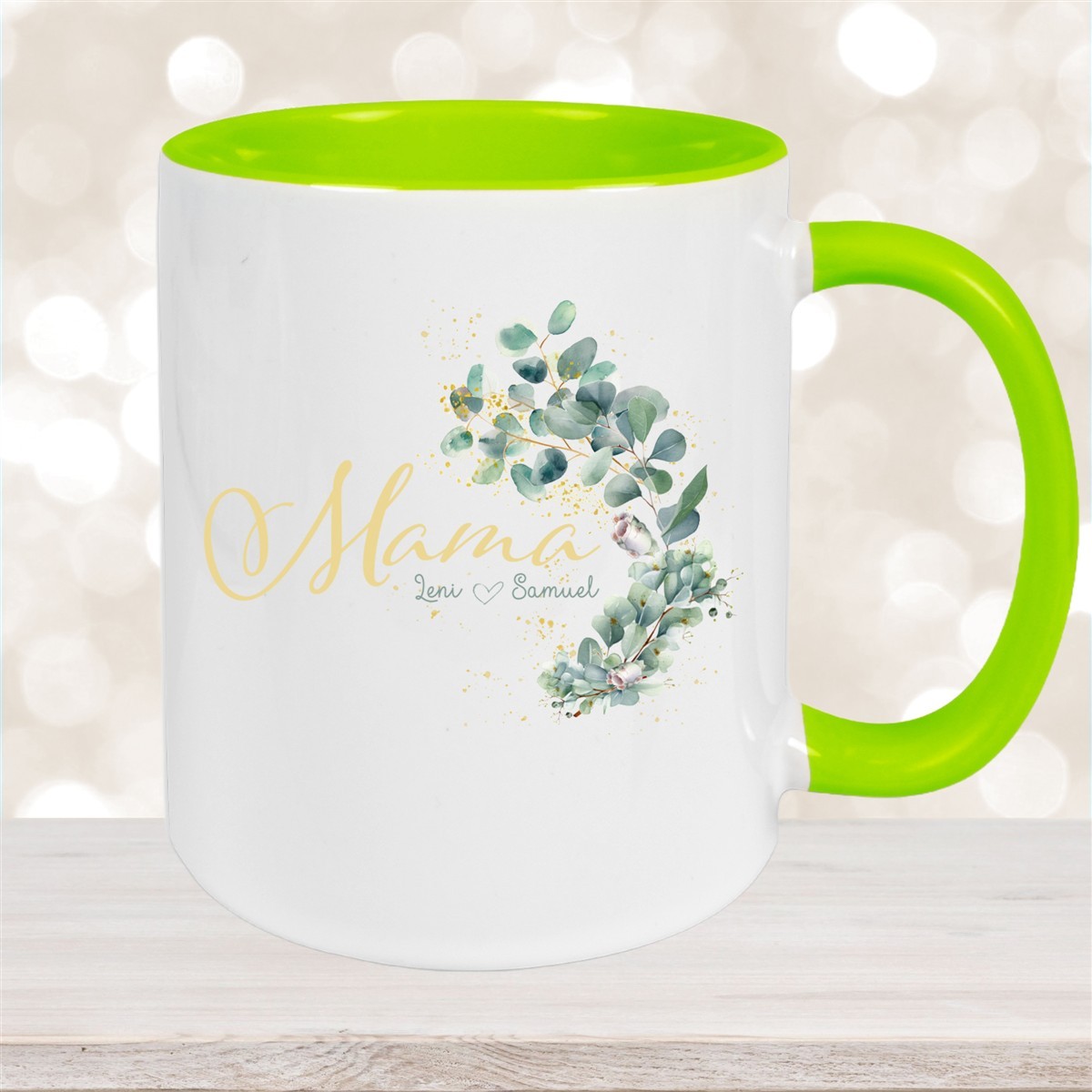 Tasse Muttertag #8 Wunschnamen Keramik Personalisiert Grün