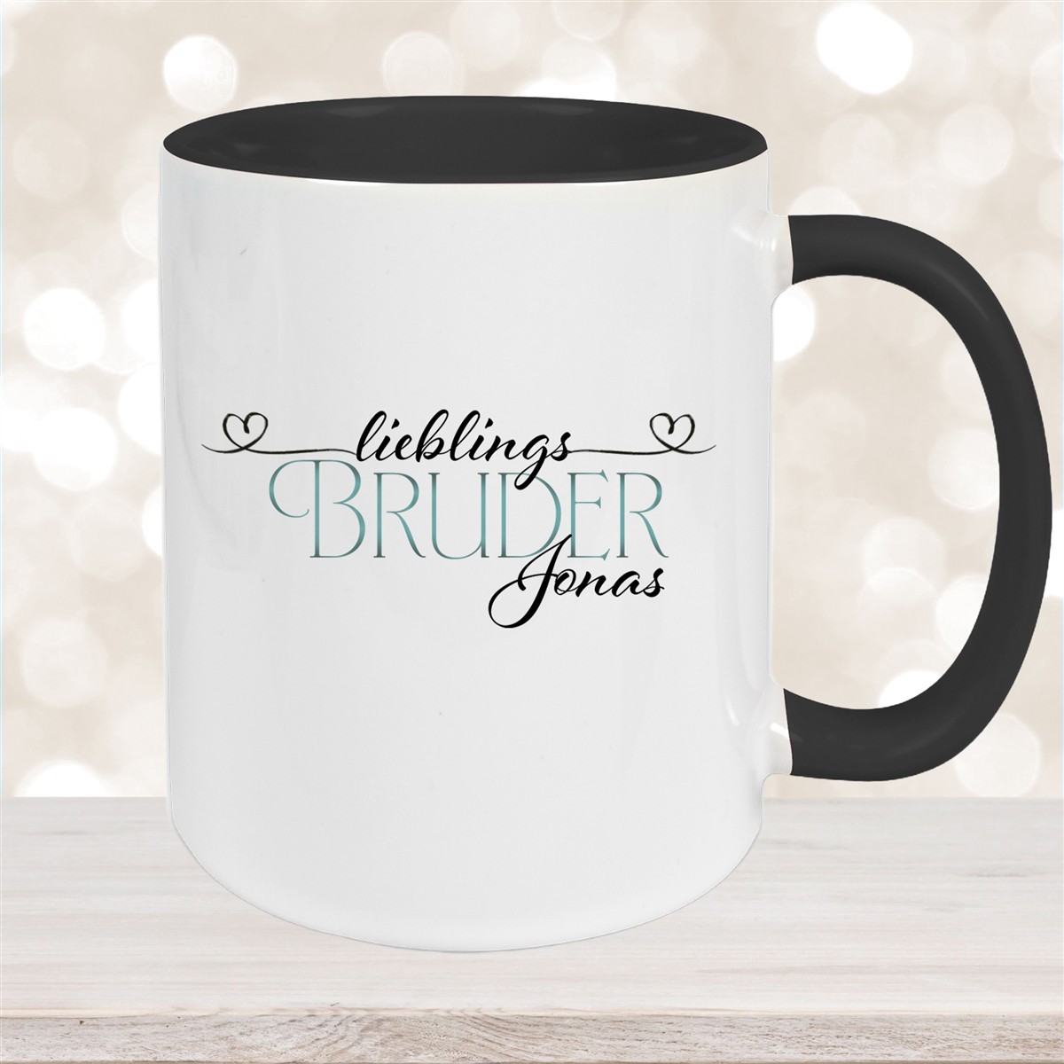 Tasse Wunschname Lieblings-Bruder #1 personalisiert Keramik Becher Schwarz