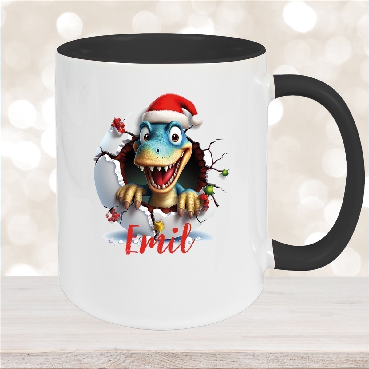 Tasse Wunschname Christmas Dino #2 Keramik Kinderbecher versch. Farben