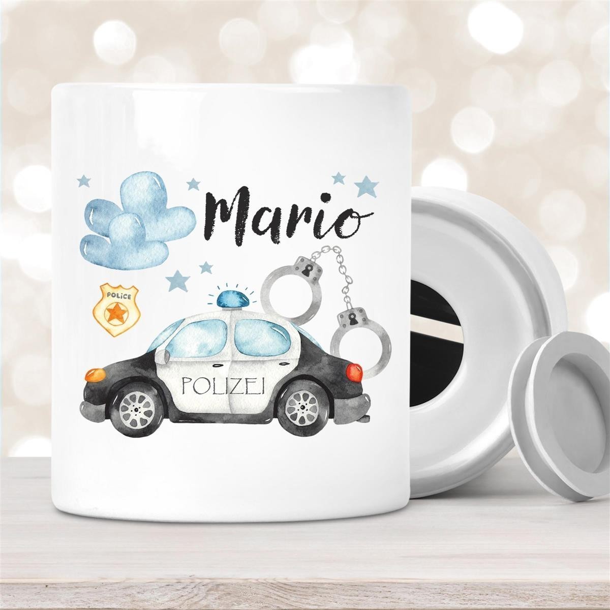Spardose mit Wunschname Polizei #1 personalisiert Spardose mit Wunschname Polizei #1 personalisiert