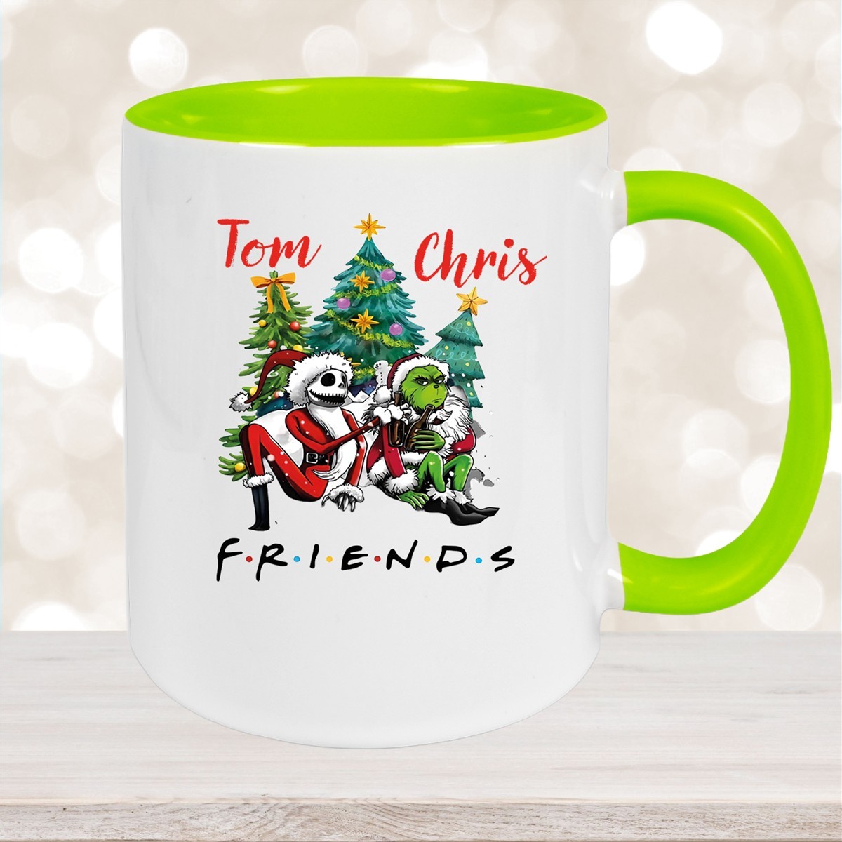 Tasse Wunschname Weihnachten Grinch Jack #6 Keramik Becher Grün