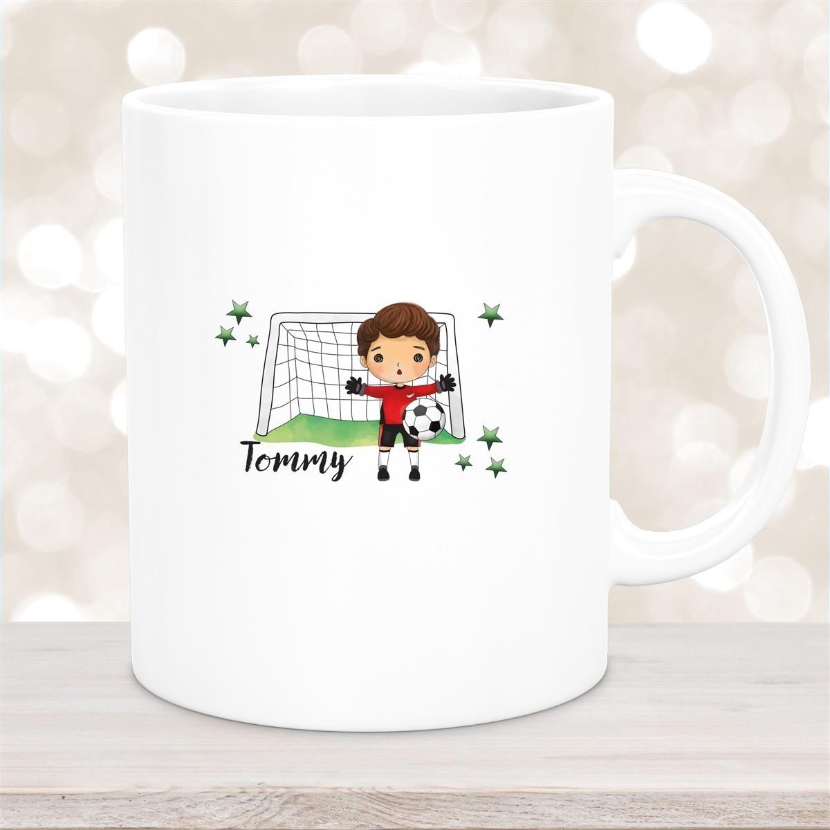 Tasse Fußball 3 Wunschname Keramik Kinderbecher personalisiert versch. Farben