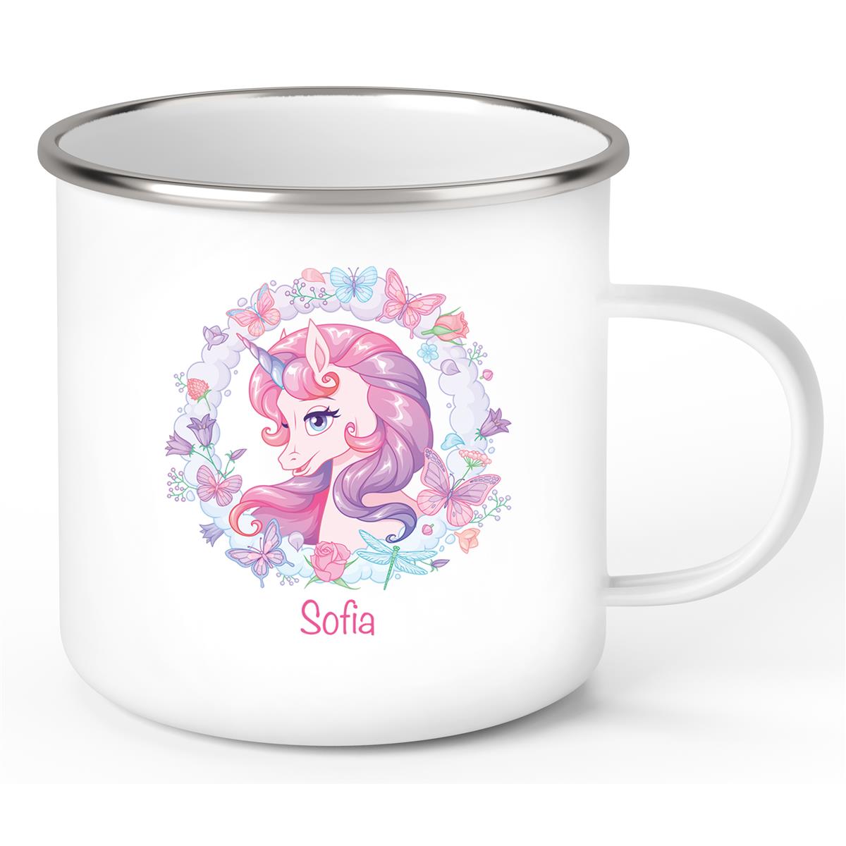 Tasse Wunschname Einhorn 1 Emaille Kinderbecher personalisiert