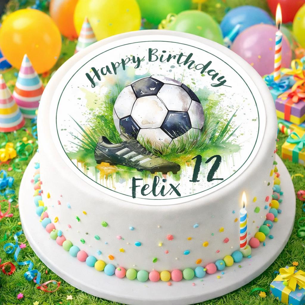 Tortenaufleger Geburtstag Fußball 4 Name & Zahl (20cm)