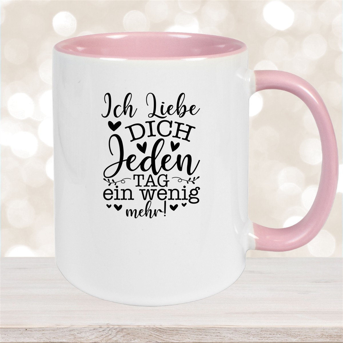 Tasse Spruch Valentinstag #17 Keramik versch. Farben Altrosa