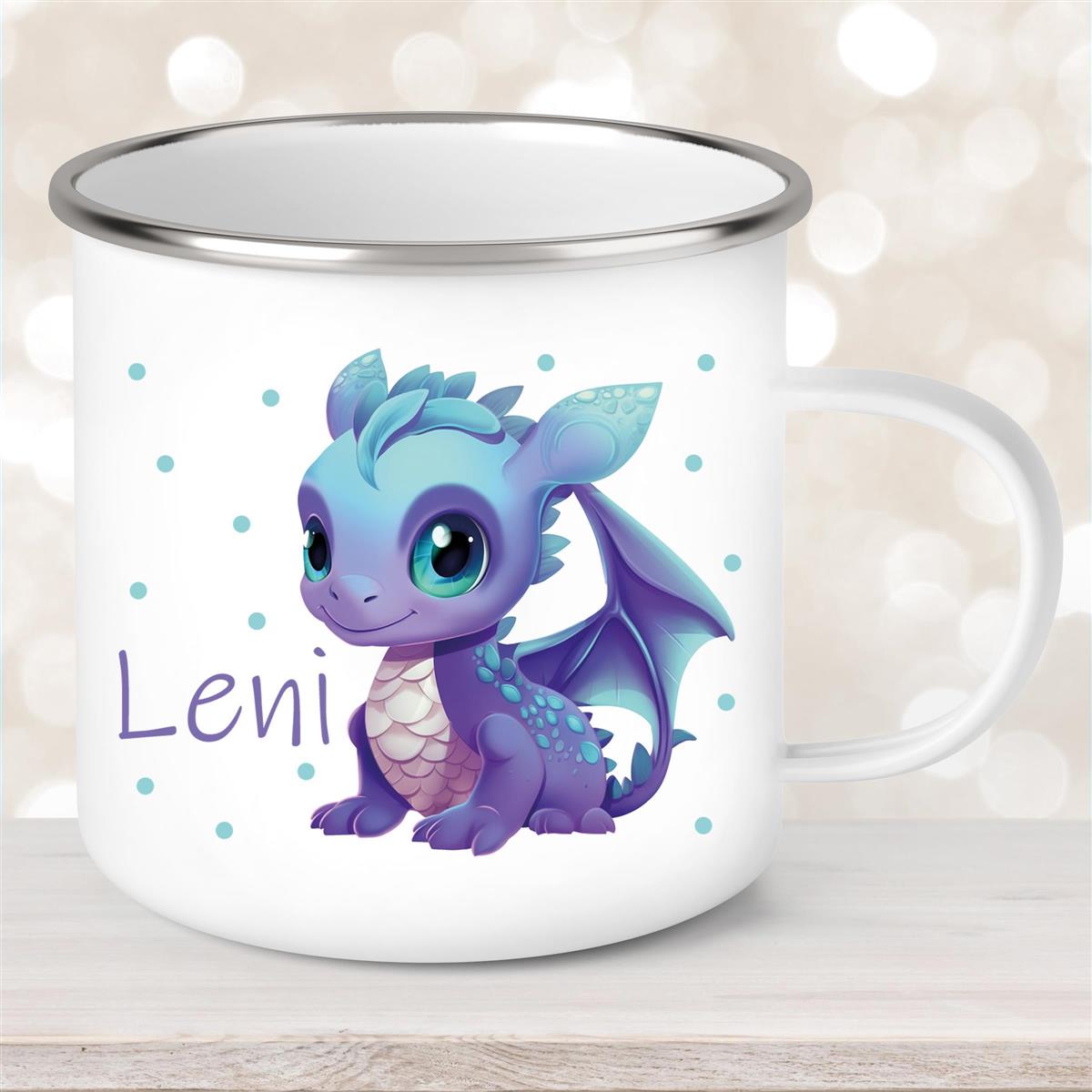 Tasse Wunschname Drache #1 Emaille Kinderbecher