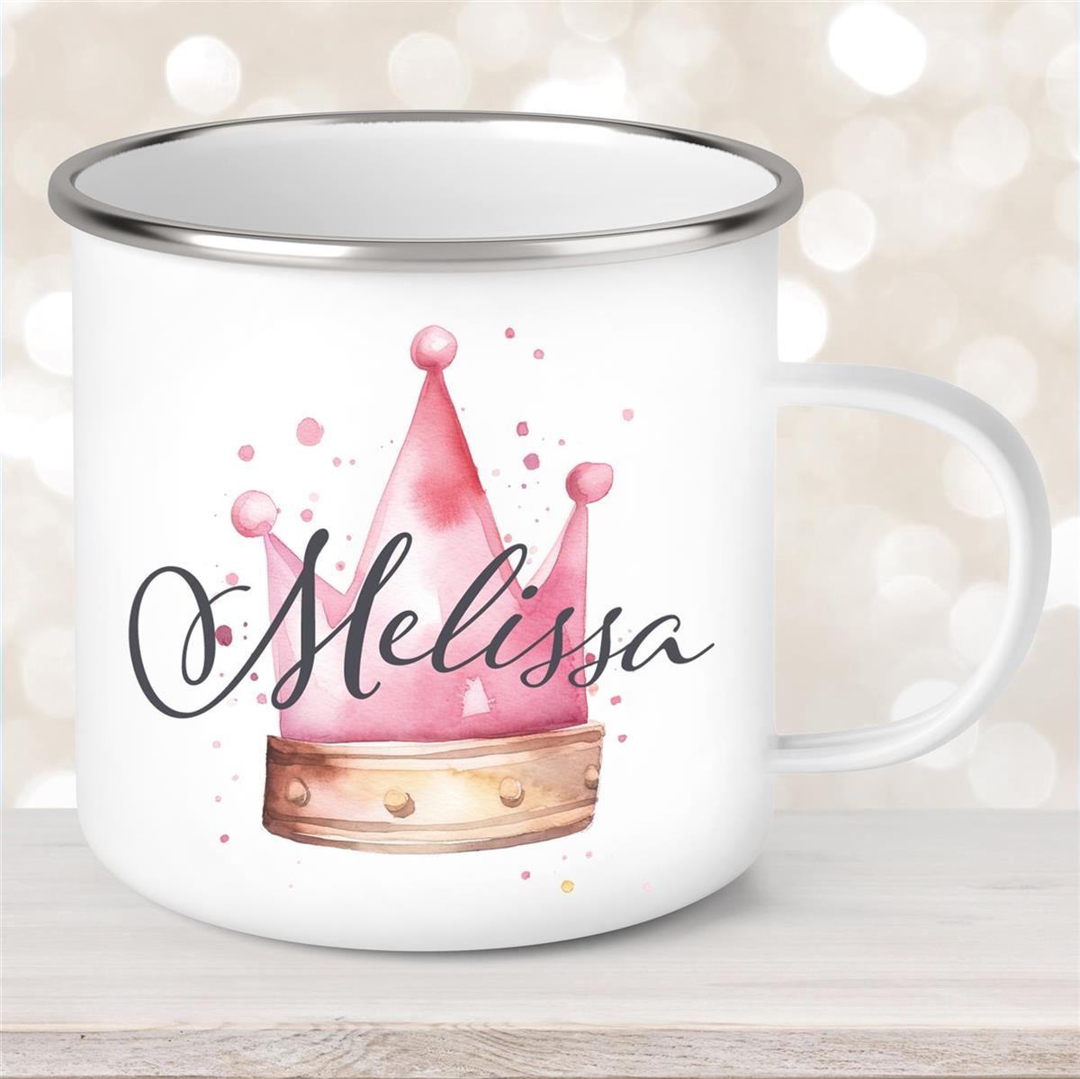 Tasse Krone #1 Wunschname Emaille Kinderbecher personalisiert