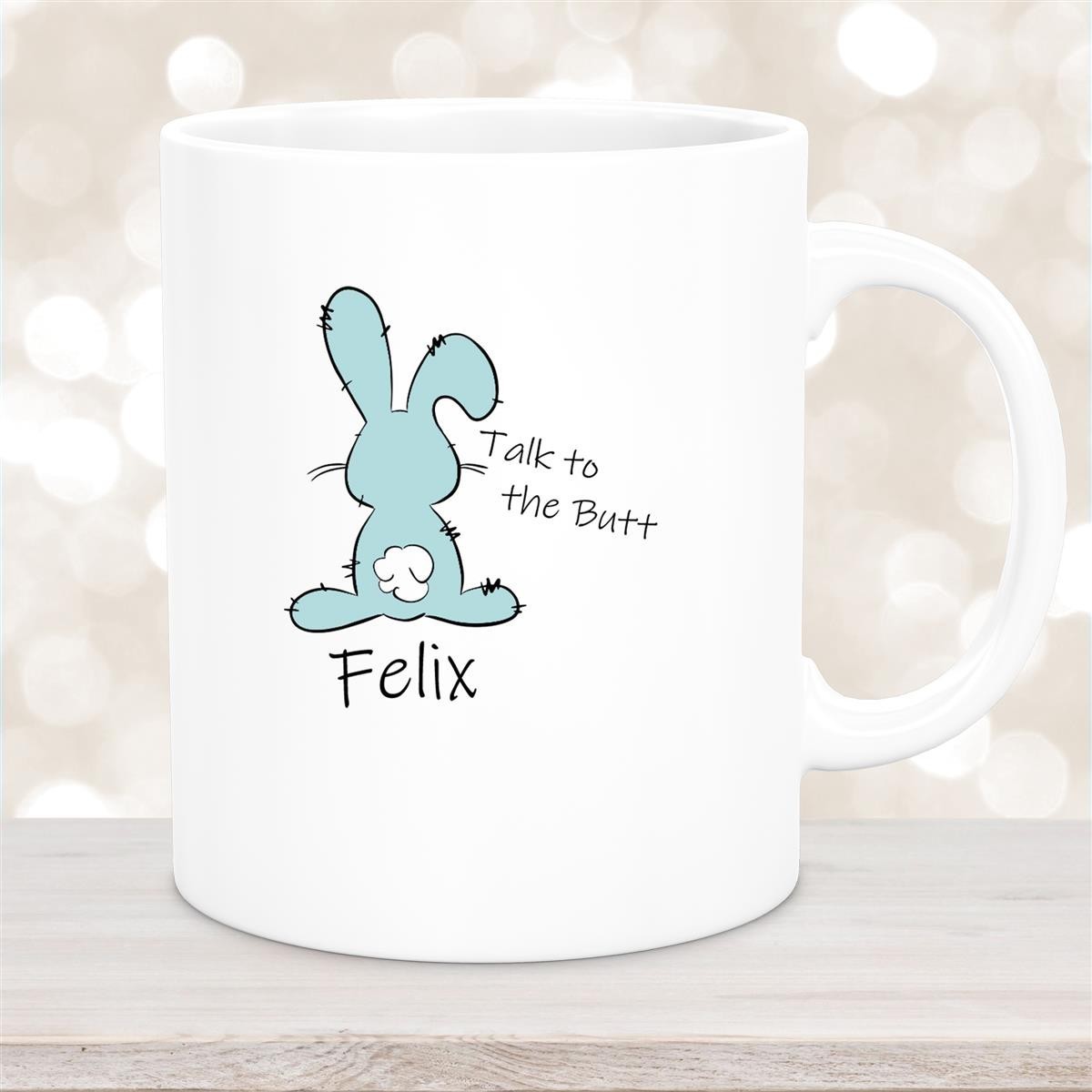 Tasse Ostern - Hase Talk to the Butt 2 Wunschnamen Keramik personalisiert versch. Farben