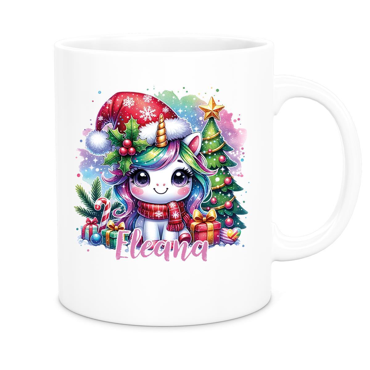 Tasse Wunschname Weihnachten Einhorn 1 Keramik Kinderbecher versch. Farben