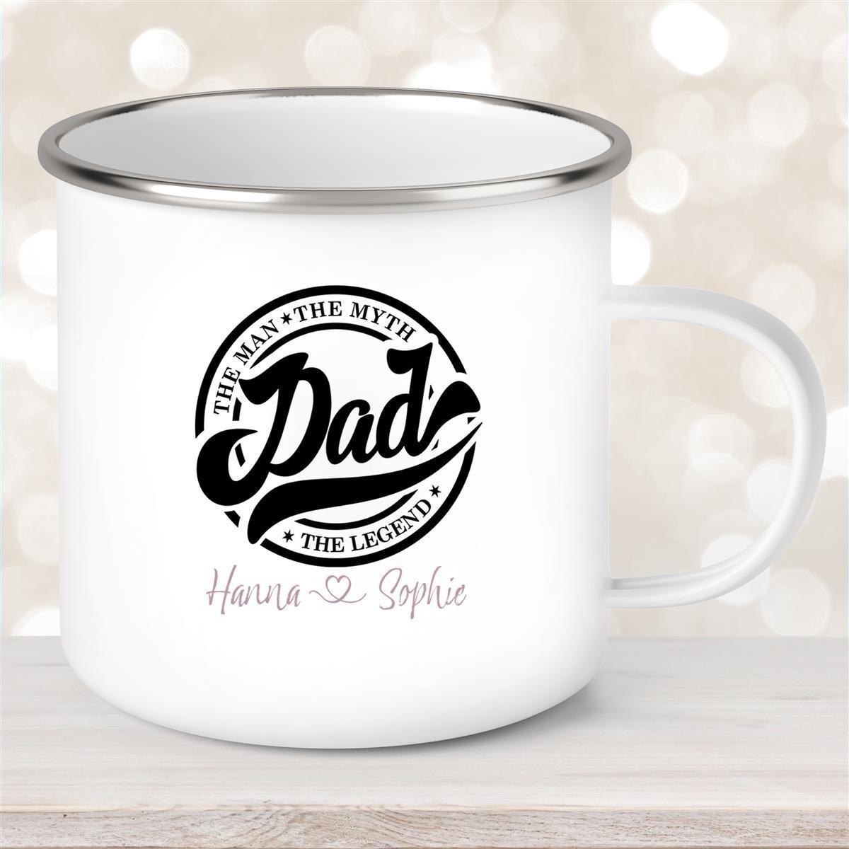 Tasse Vatertag #8 Papa "The Legend" Wunschnamen Emaille Personalisiert