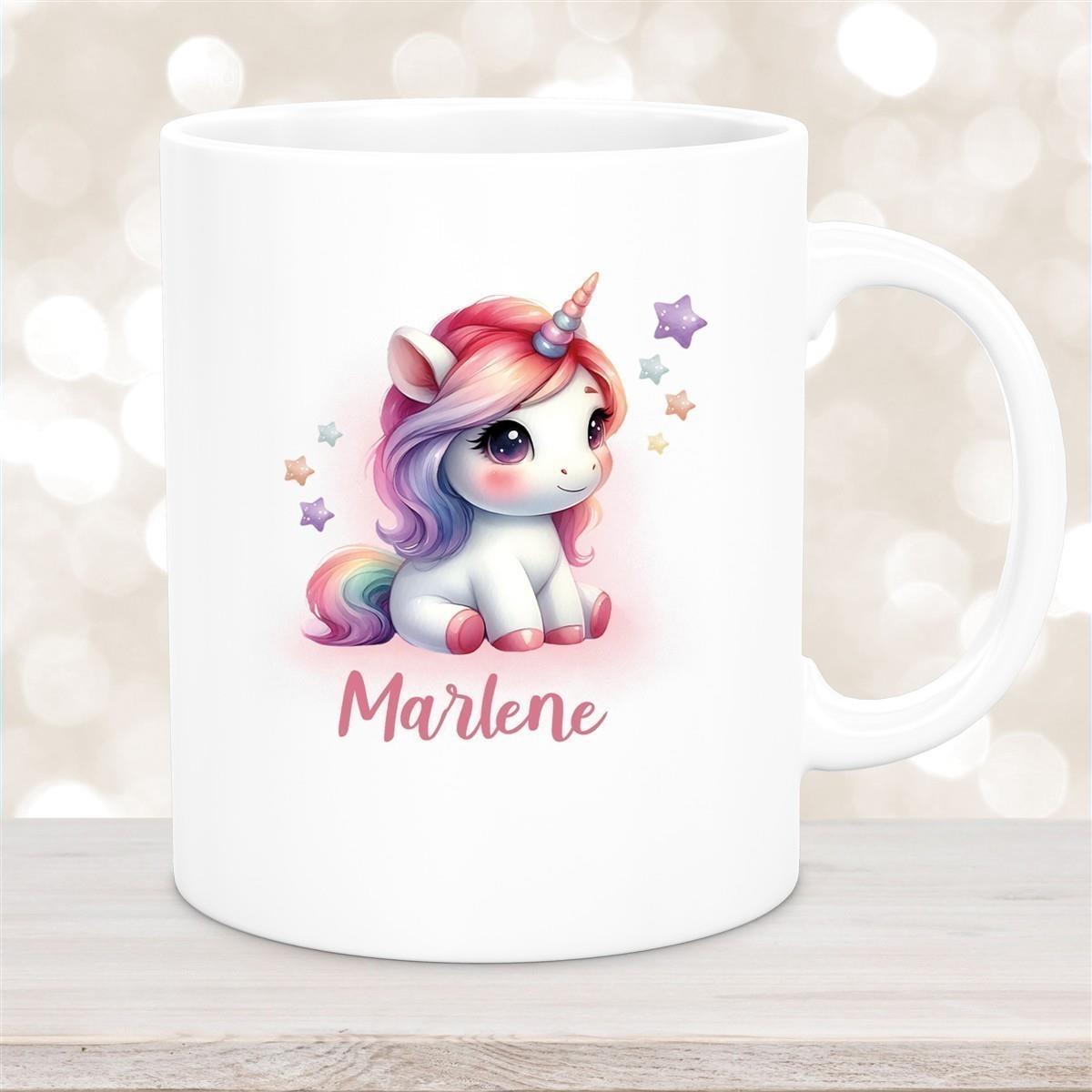 Tasse Einhorn 10 Wunschname Keramik Kinderbecher personalisiert versch. Farben