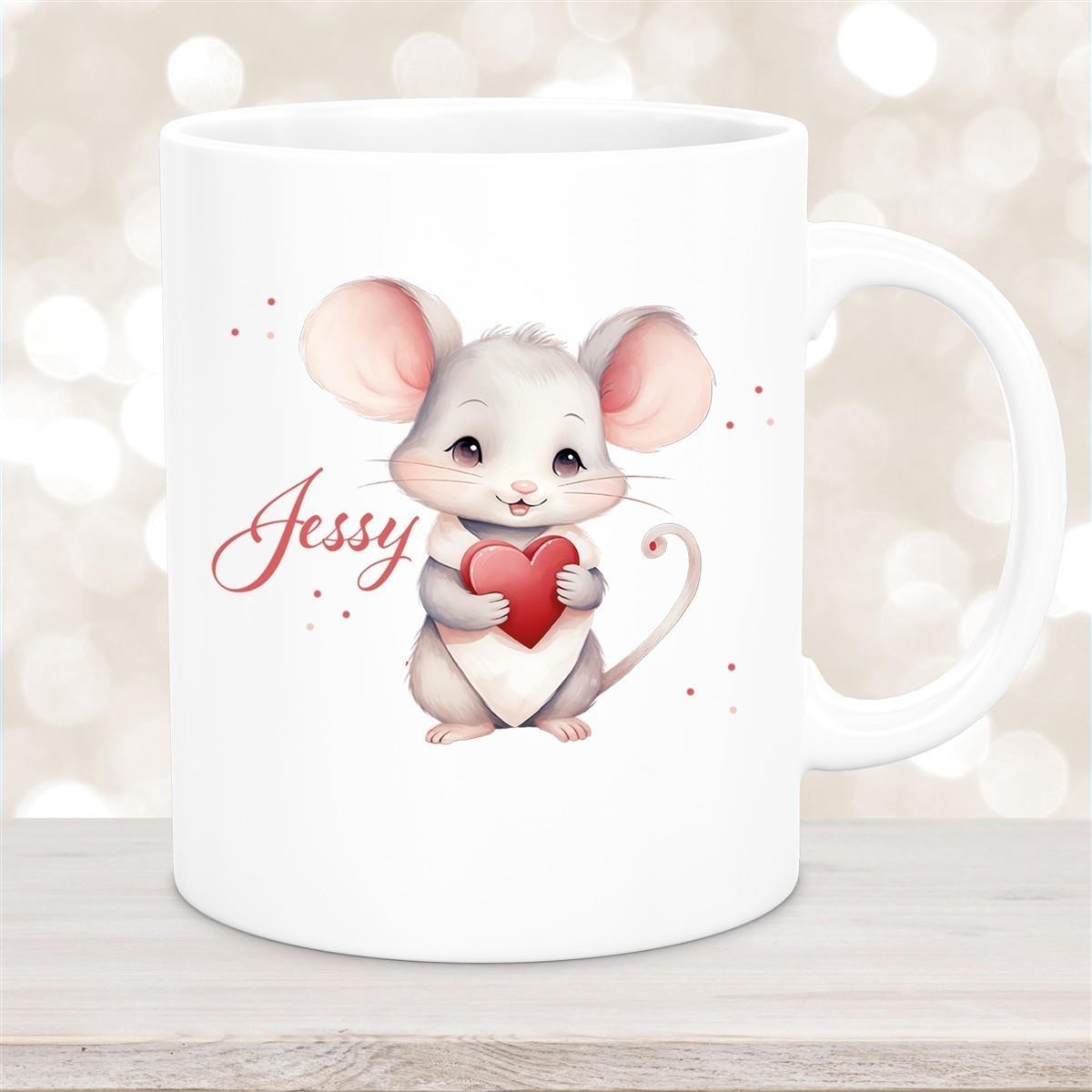 Tasse Liebe - Maus Valentinstag Wunschnamen Keramik personalisiert versch. Farben