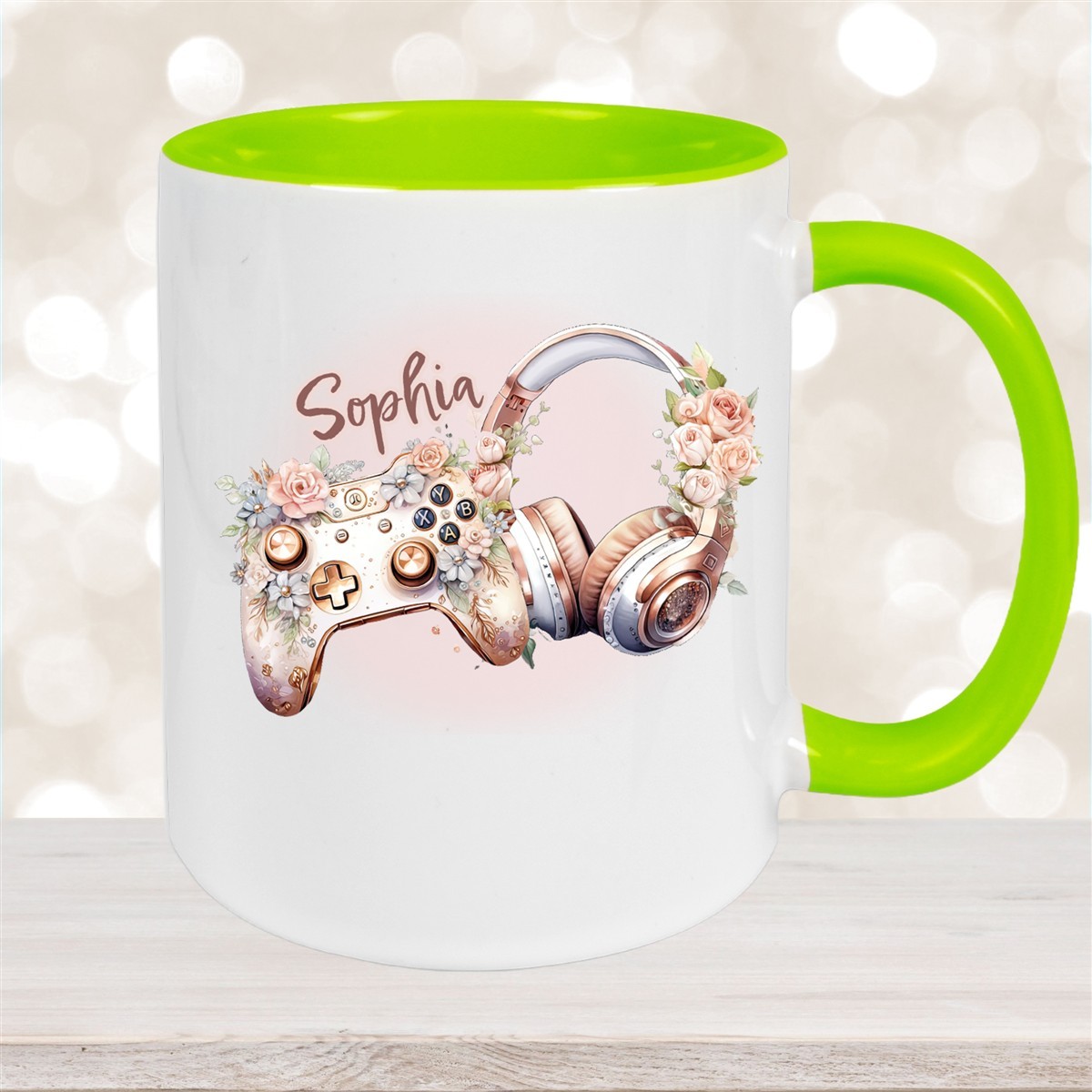 Tasse Gamer #4 Wunschname Keramik Kinderbecher personalisiert Grün
