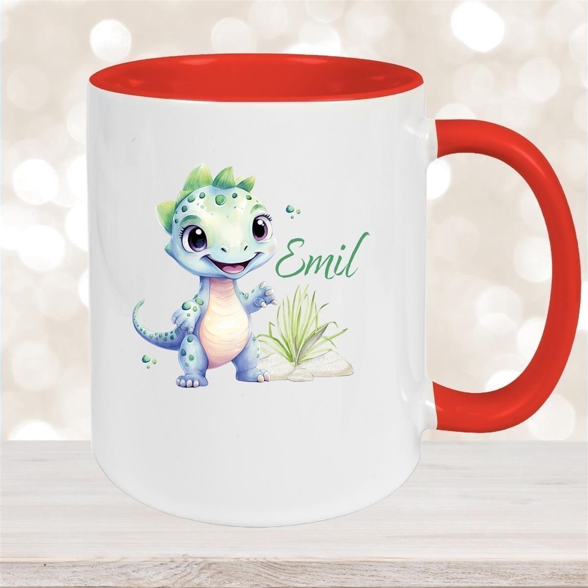 Tasse Dino 14 Wunschname Keramik Kinderbecher Personalisiert versch. Farben