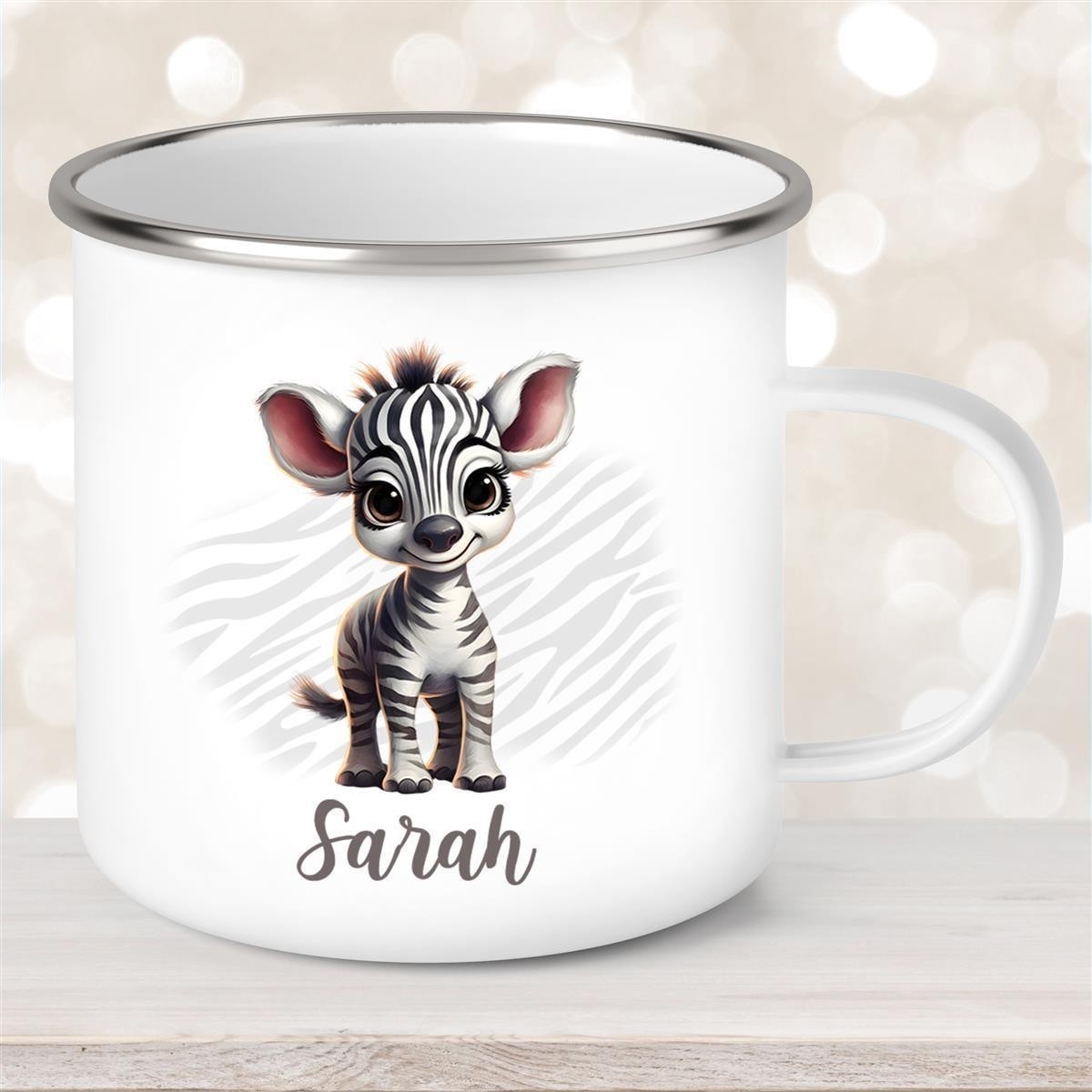 Tasse Wunschname Zebra #1 Emaille Kinderbecher