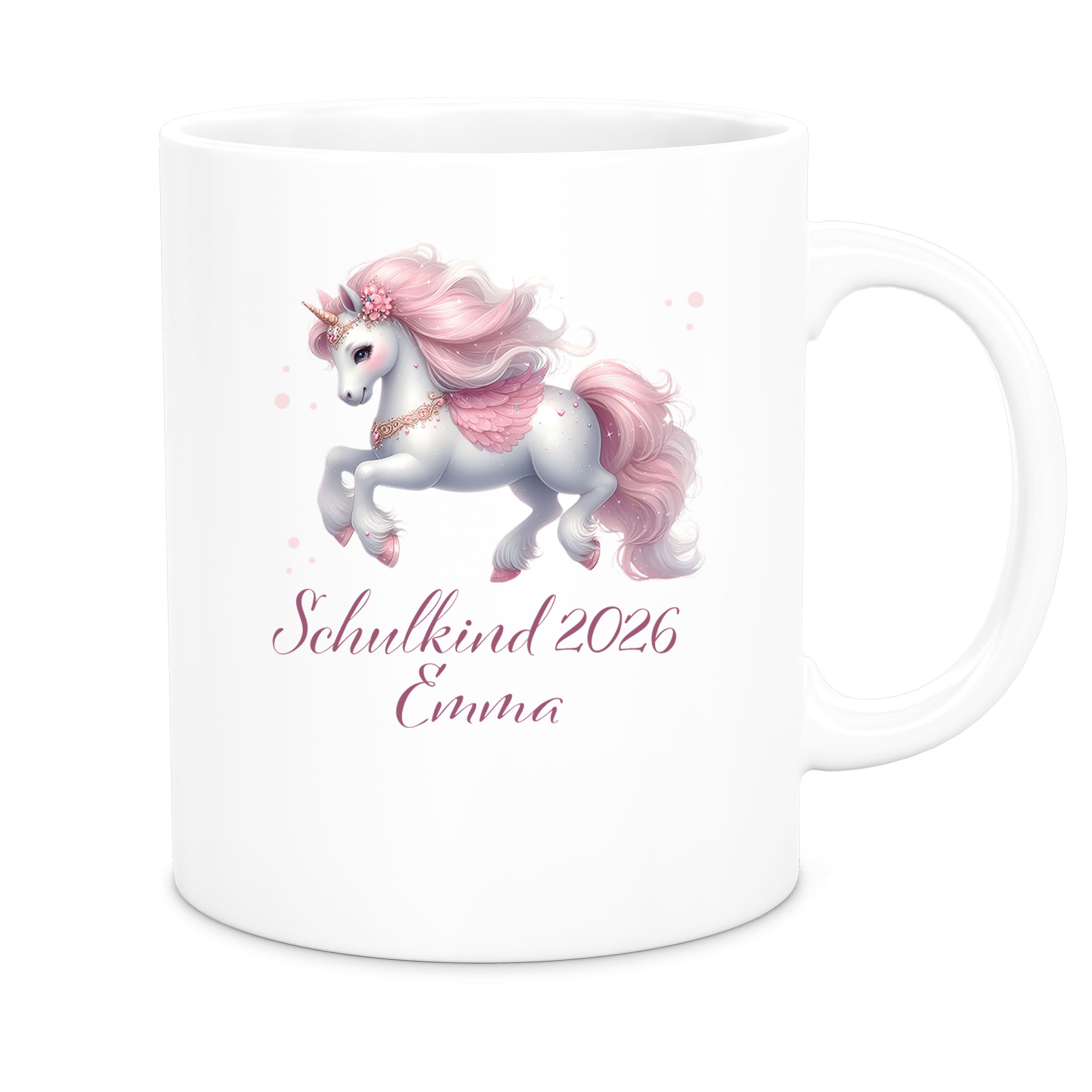 Tasse Schulkind 03 Wunschname Einhorn Keramik Kinderbecher Personalisiert versch. Farben