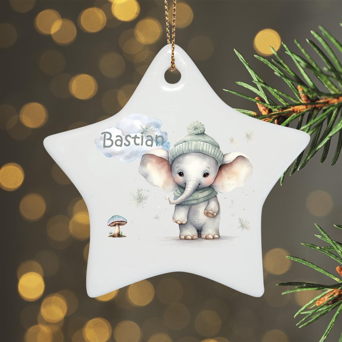 Weihnachtsanhänger personalisiert Elefant 1 Name Motiv Anhänger Keramik, Weihnachtsschmuck, Weihnachtskugel, Christbaumschmuck versch. Formen