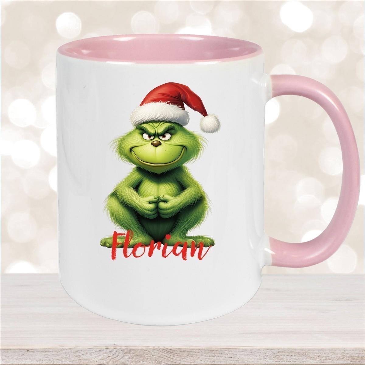 Tasse Wunschname Weihnachten Grinch 5 Keramik Kinderbecher versch. Farben
