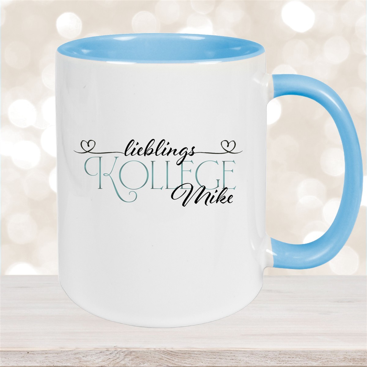 Tasse Wunschname Lieblings-Kollege #1 personalisiert Keramik Becher Hellblau