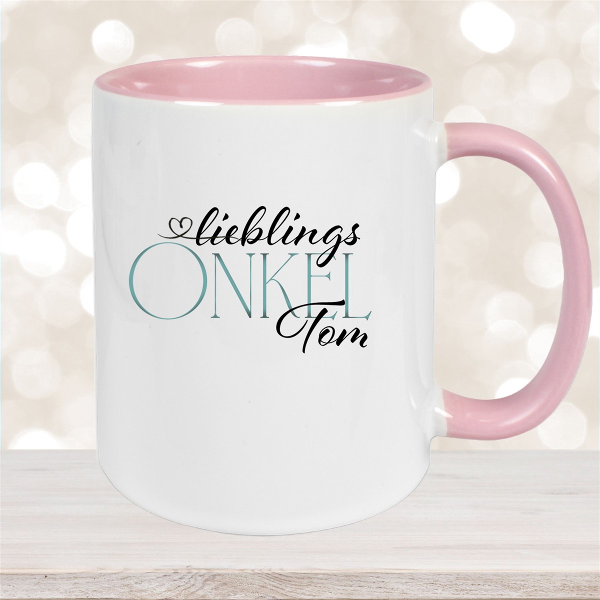 Tasse Wunschname Lieblings-Onkel #1 personalisiert Keramik Becher Altrosa