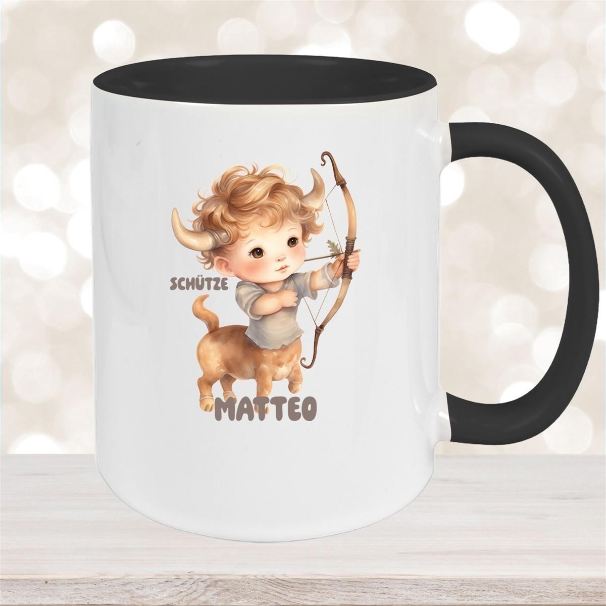 Tasse Sternzeichen Kinder Schütze 1 Wunschname Keramik Kinderbecher personalisiert versch. Farben