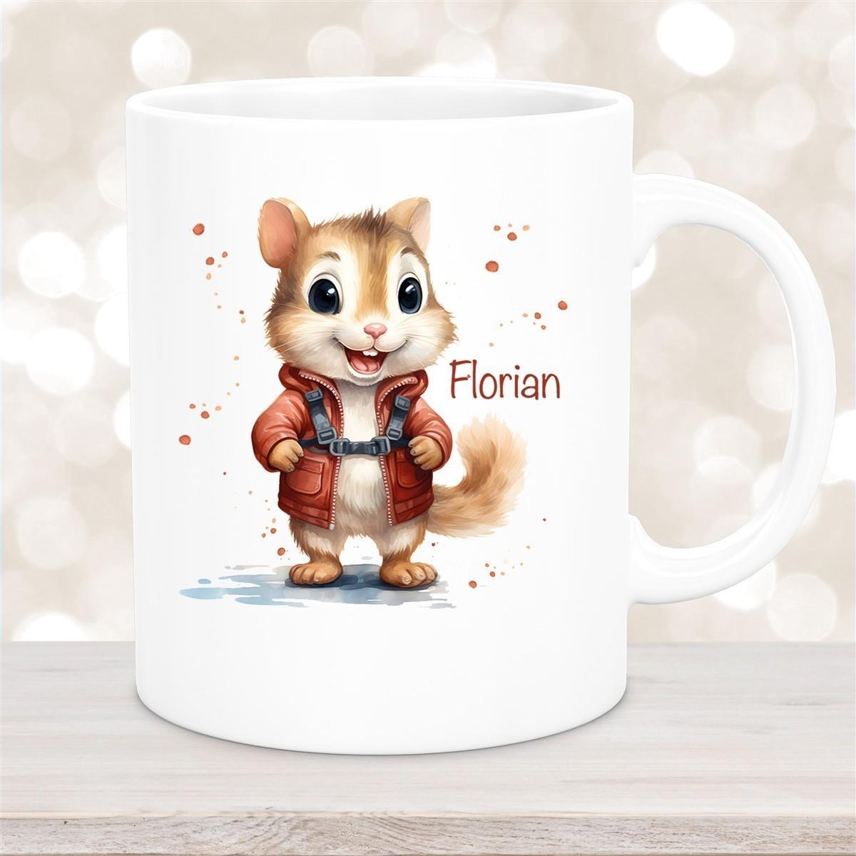 Tasse Wunschname Chipmunk 1 Keramik Kinderbecher personalisiert versch. Farben