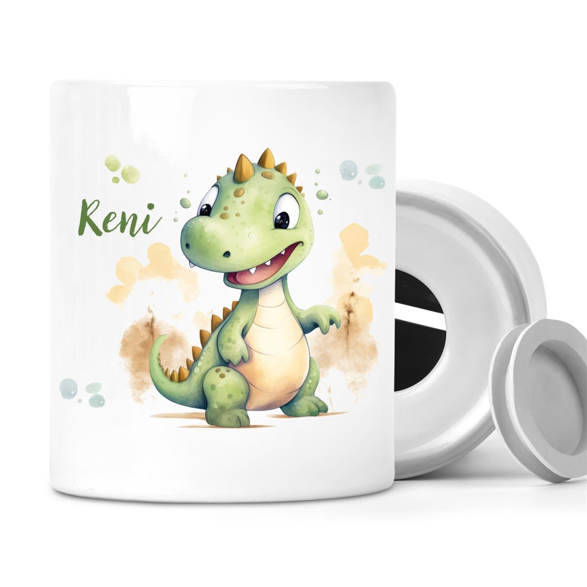 Spardose mit Wunschname Dino 3 personalisiert