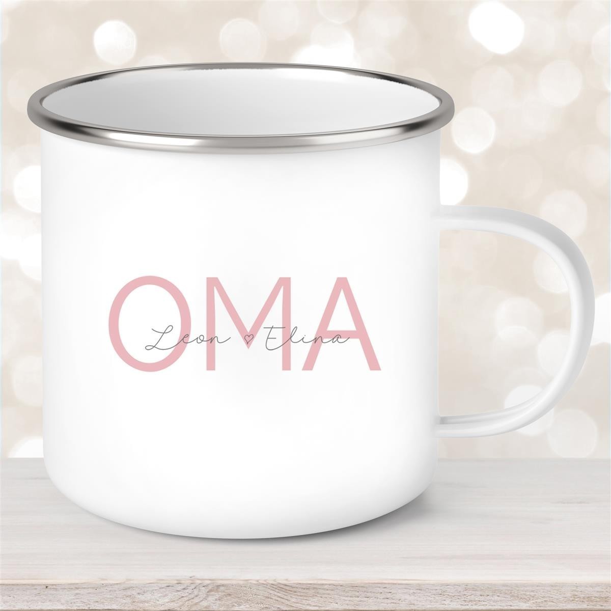 Tasse, Oma, Muttertag, Geburtstag #1 Wunschnamen Emaille Personalisiert